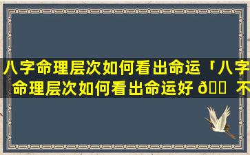 八字命理层次如何看出命运「八字命理层次如何看出命运好 🐠 不好」